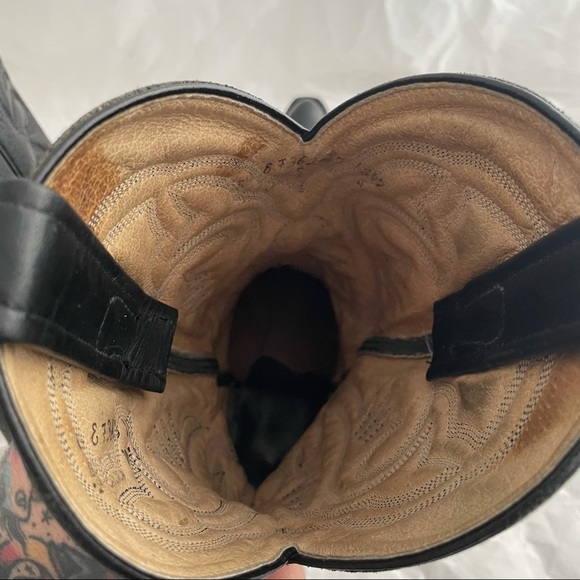 Boulet Black Leather Cowboy Boots Men’s Size 8.5 Style 7362505 Western Rodeo - Picture 7 of 9